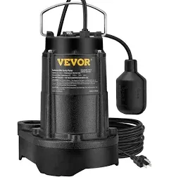 VEVOR Submersible Sump Pump Water Pump 1/2HP 3960GPH Cast Iron w/ Float Basement