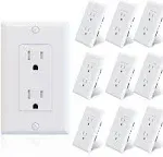 ELEGRP Decorator Wall Receptacle Outlet, Tamper Resistant 15 Amp Standard Electrical Wall Outlet, Residential Grade, Self-Grounding, 125V, Wall