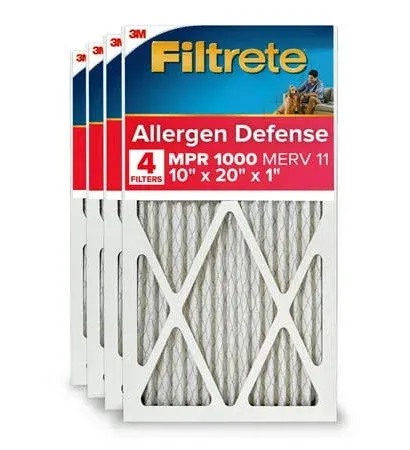 20x25 x 1 In. Micro Allergen Defense Pleated Furnace Air Filter, Red, MPR 1000, 3 Months