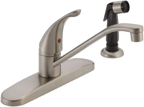 Chrome Single-Handle Kitchen Sink Faucet with Side Sprayer