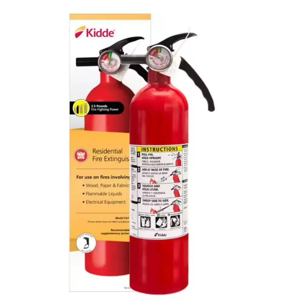 Kidde Fire Extinguisher for Home, 1-A:10-B:C, Dry Chemical Extinguisher, Red, Mounting Bracket Included & Kitchen Fire Extinguisher, Home Use for Grease Fires, 3.9 Lbs., Wall Mount Included, White