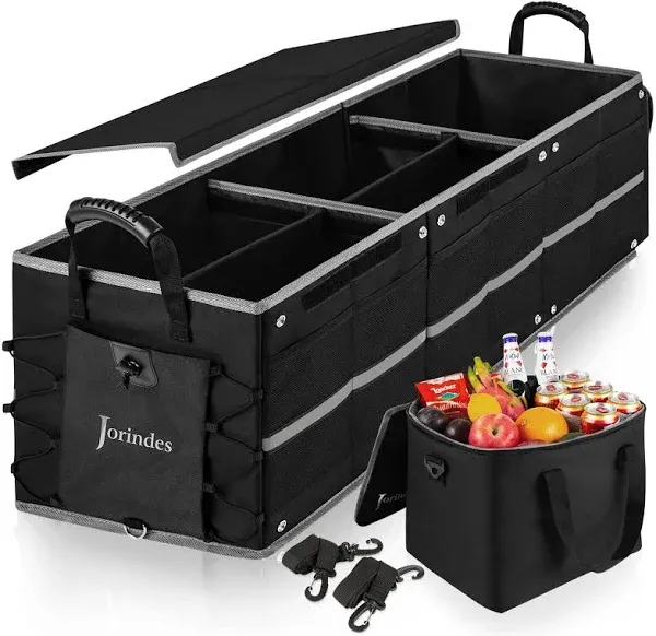 Collapsible Trunk Organizer with Insulated Leak Proof Cooler Bag