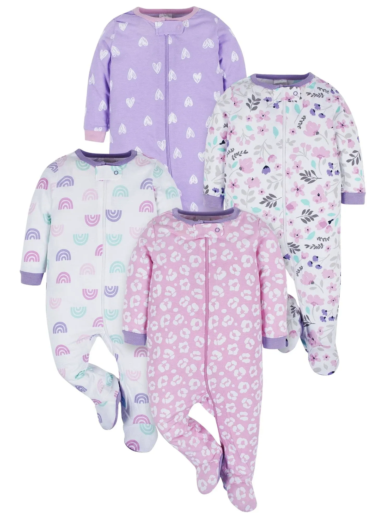 Onesies Brand Baby-Girls 4-Pack Sleep 'N Play Footies Multi Pack