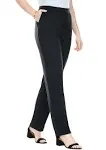 Woman Within Women's Plus Size Petite Straight Leg Ponte Knit Pant - 32 WP, Black