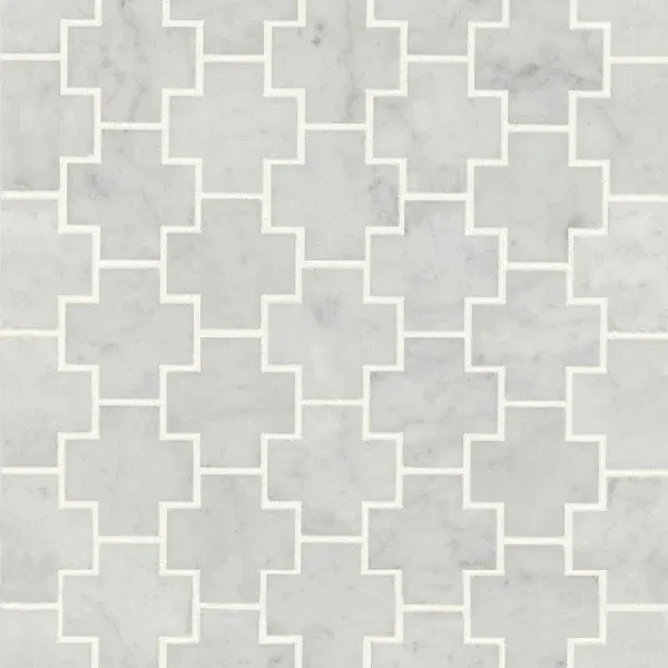 Monet Honed Marble Mosaic 4 Tile in White Carrara by Bedrosians