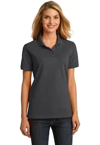 Port &amp; Company Ladies Ring Spun Pique Polo. LKP150 - Medium Grey