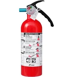 Kidde Fire Extinguisher for Home & Office Use, 5-B:C, 3.2 Lbs., USCG Approved with Strap Bracket (Included) & Kitchen Fire Extinguisher, Home Use for Grease Fires, 3.9 Lbs., Wall Mount Included, White