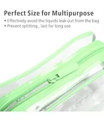 PACKISM TSA Approved Toiletry Bag - Clear Makeup Bag Waterproof Quart Size Bag, Travel Makeup Cosmetic Bag for Women, Carry on Airport Airline Compliant Bag, 3 Pack, Green