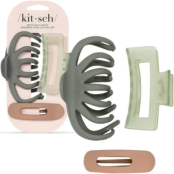 Kitsch Recycled Plastic Assorted Claw Clip Set (3pc)