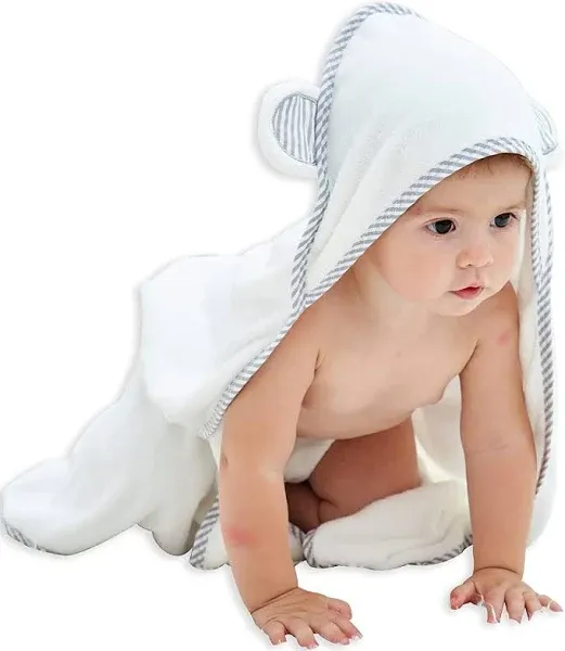 HIPHOP PANDA Hooded Towel Rayon Made from Bamboo Bath Towel with Bear Ears for Newborn