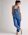 Free People Ziggy Denim Overall Sapphire Blue / S