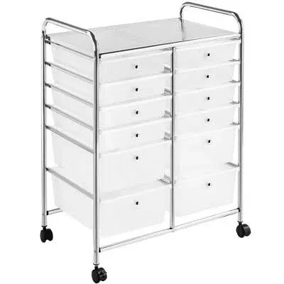 Yaheetech 12-Drawer Storage Cart Organizer with Lockable Wheels