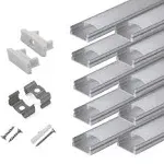 10-Pack 6.6Ft/ 2 Meter U Shape LED Aluminum Channel System with Milky Cover, End