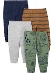 Simple Joys by Carter's Boys' 4-Pack Pant, Olive/Navy, Safari/Stripe, Preemie