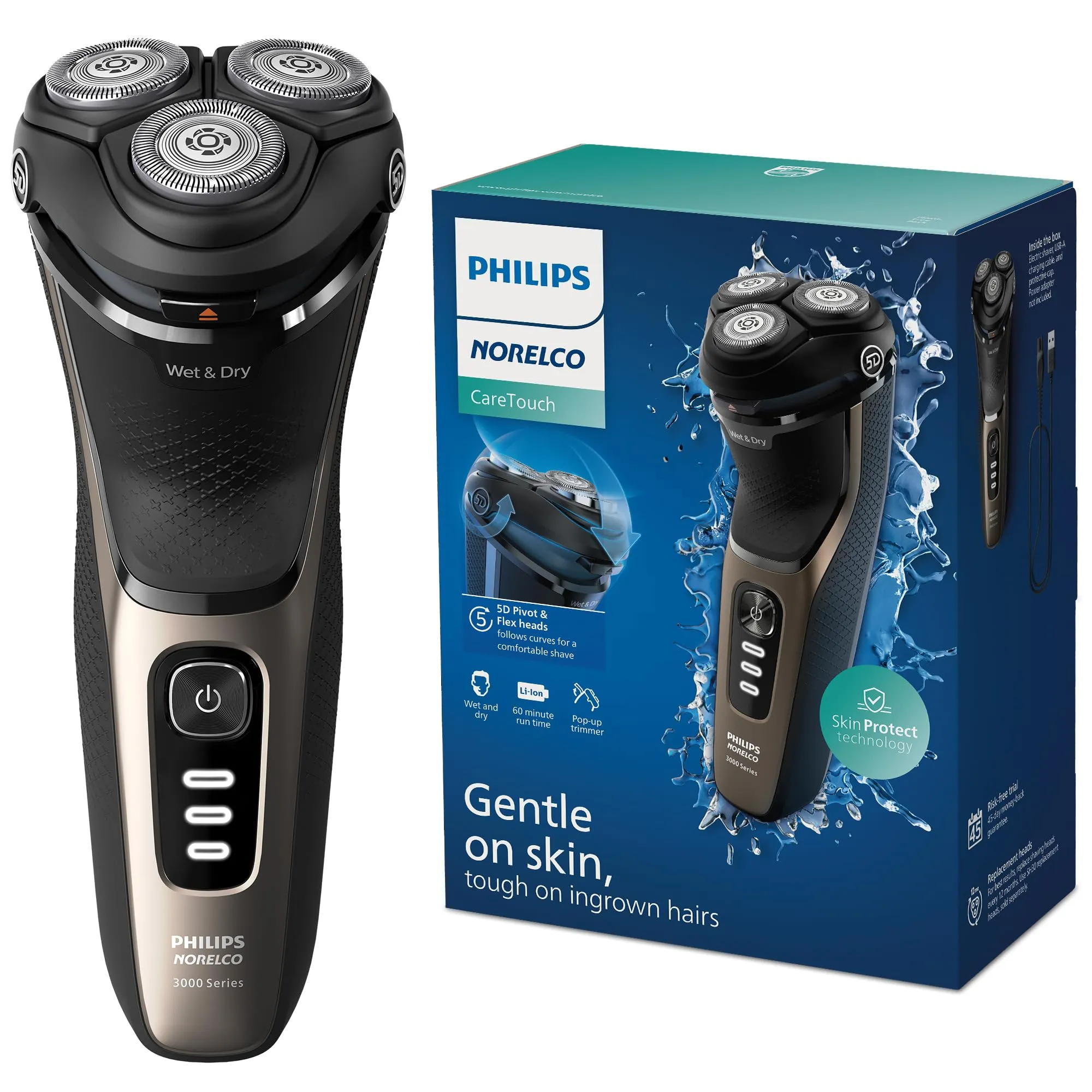 Philips Norelco Caretouch, Rechargeable Wet & Dry Shaver with Pop-Up Trimmer