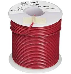 Remington Industries 22UL1007STRWHI UL1007 22 AWG Gauge Stranded Hook-Up Wire, 300V, 0.0253" Diameter, 100' Length, White