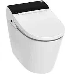 VOVO Stylement 1-Piece White Tall Elongated Smart Toilet with Auto Flush and Black Accent