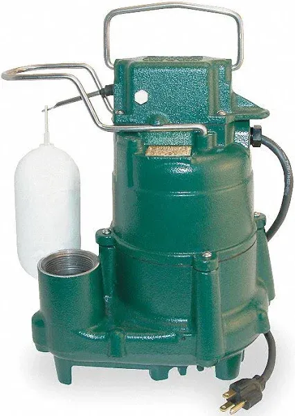 Zoeller M98 - 1/2 HP Cast Iron Submersible Sump Pump w/ Vertical Float Switch (35' Cord)