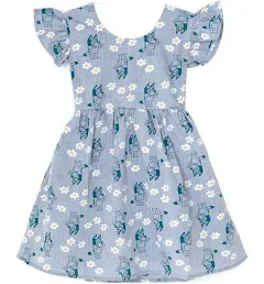 Bluey Floral Little Girls Chambray Skater Dress Infant to Big Kid