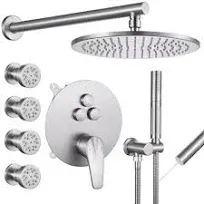 10" Wall Mounted Shower System with Dual Mode Body Jets,2-in-1 Handheld 2.5 GPM VANFOXLE Finish 1900A3-0200 