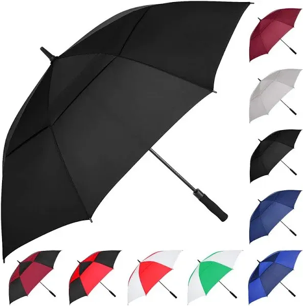 MRTLLOA Automatic Open Golf Umbrella, Extra-Large Oversized Double Canopy Vented Windproof Waterproof Stick Rain Golf Umbrellas for Men and Women