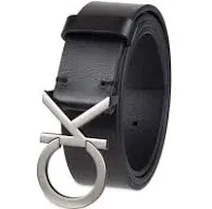 Calvin Klein Men's Casual CK Monogram Cut Out Buckle Belt