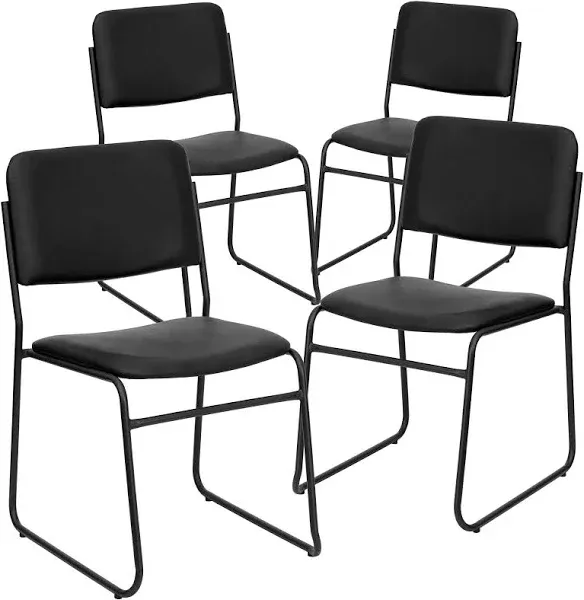 Flash Furniture Hercules Series 500 lb. Capacity High Density Black Stacking Chair with Sled Base XU-8700