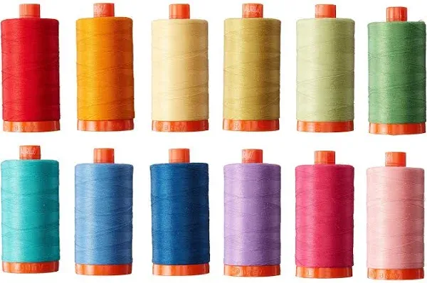 Aurifil Christa Quilts Piece and Quilt Colors Thread Kit 12 Large Spools 50 W