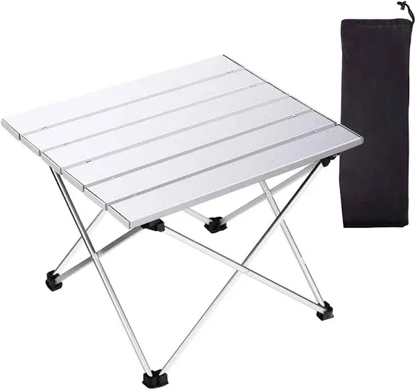 Grope Small Folding Camping Table with Aluminum Table Top, Beach Table for Sand with Carrying Bag,Prefect for Outdoor,Picnic,BBQ,Cooking,Festival