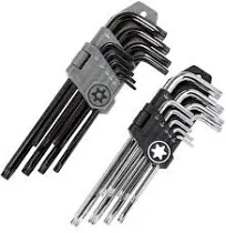 Torx Wrench and Security Bit Set (18 Wrenches) 9 Standard Size 