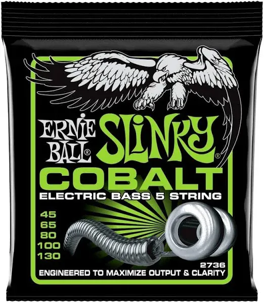 Ernie Ball Cobalt 5-String Regular Slinky Bass Strings, 45-130