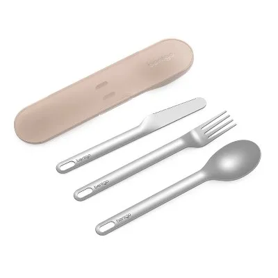 Stainless Travel Utensil Set - Reusable 3-Piece Silverware Set with Carrying Case