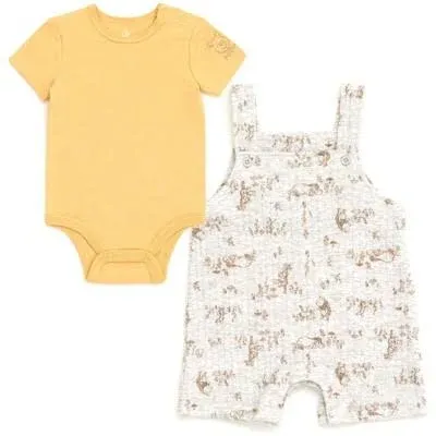 Disney Winnie the Pooh Bodysuit and Short Overalls Outfit Set