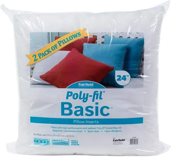 Fairfield Poly Fil Basic Pillow Insert 24x24 2pc