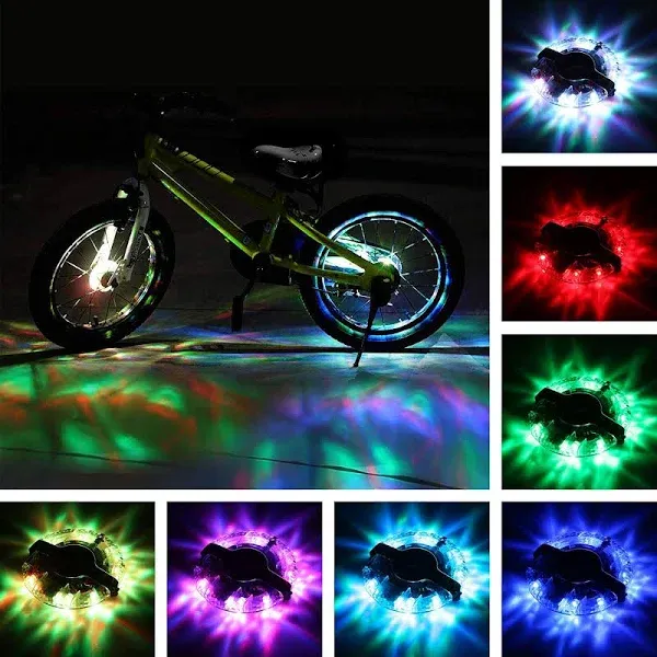 TINANA Rechargeable Bike Wheel Hub Lights Waterproof LED Cycling Spoke Lights 7 Color Bicycle Safety Warning Decoration Light for Kids and Adults Night Riding