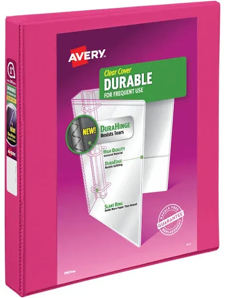 Avery Durable View Binder, 1" Slant Rings, 220-Sheet Capacity, DuraHinge, Blue (17014) and Avery Durable View Binder, 1" Slant Rings, 220-Sheet Capacity, DuraHinge, White (17012) Bundle