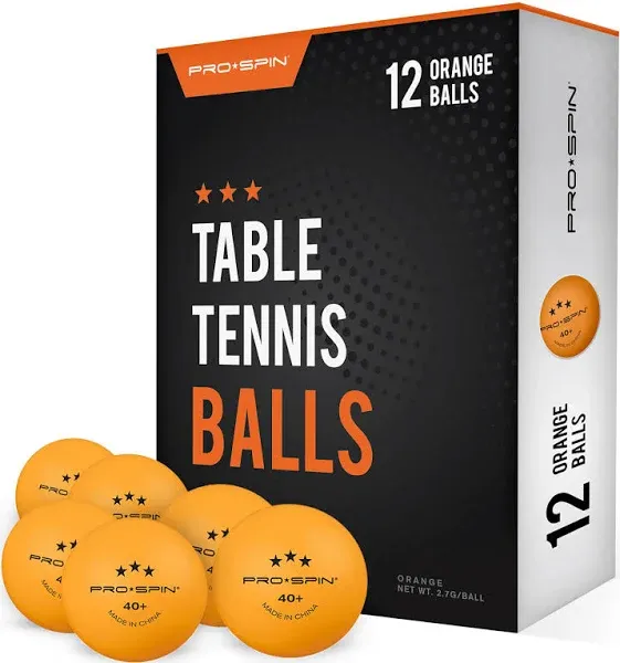 PRO SPIN Ping Pong Balls - Orange 3-Star 40+ Table Tennis Balls Pack of 12 