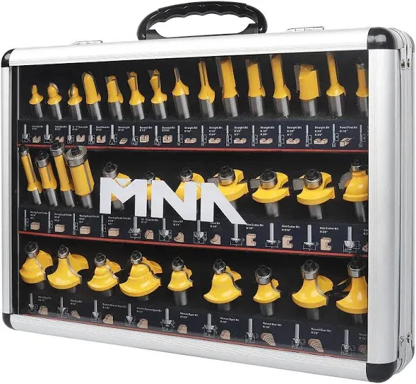 MNA Router Bits 35 Pcs Set, 35 Pieces 12 inch Shank Router Bit Kit. American Router Bit Set Complete Set.