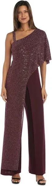 R&M Richards Womens Knit One Shoulder Jumpsuit