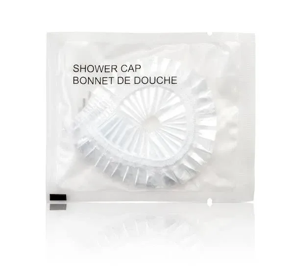 World Amenities Shower Cap, Frosted Clear Sachet, Clear Plastic Cap, Case Of 288