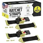 DC Cargo Bolt-On Auto-Retract Ratchet Strap with E-Track Adapter, 2"x10', 2-Pack