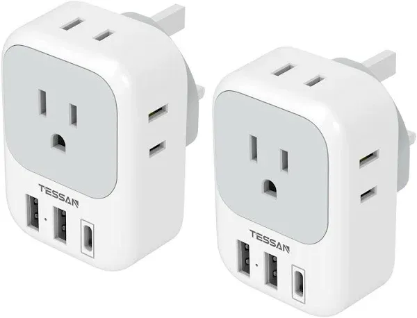 Australia Plug Adapter TESSAN Australian Power Adaptor with 4 Outlets 3 USB C...