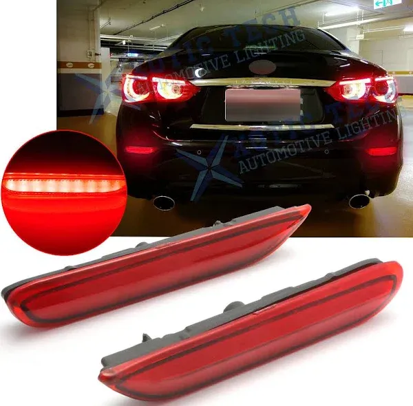 For Infiniti Q50 QX Nissan Red LED Bumper Brake Lights w/ Sequential Turn Signal