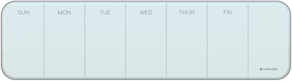 U Brands Magnetic Cubicle/Wall Glass Dry-Erase Weekly Calendar Board, 20 X 5.5 Inches, White Frosted Surface, Frameless