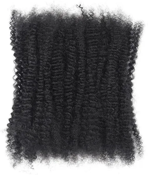 16 Inch Afro Kinky Curly Human Hair Bulk for Permanent Micro Locs/Twists/Braids/Repair Locs Afro Kinky Curly Bulk Human Hair Nature Black Color (1B, 16inch-50g/pack)