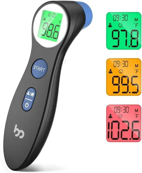 Forehead Thermometer for Adults and Kids, No-Touch Digital Infrared - Black