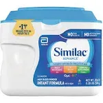 Similac Advance Infant Formula with Iron, Baby Formula Powder, 30.8-oz Value Can