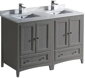 Fresca Oxford 48" Gray Traditional Double Sink Bathroom Cabinets w/Top & Sinks