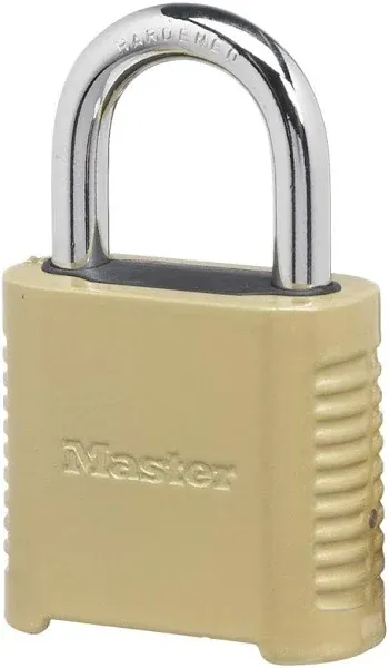 Master Lock 875D Heavy Duty Outdoor Combination Lock, 2in Wide, Brass Finish