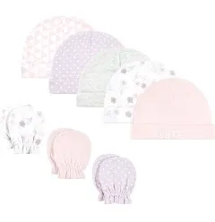 Hudson Baby Cotton Cap and Scratch Mitten Set, Lavender Floral